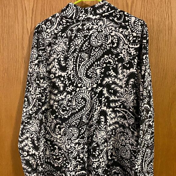 Sigrid Olsen Zip-up Black & White shirt, size M. (S47) - Picture 2 of 4